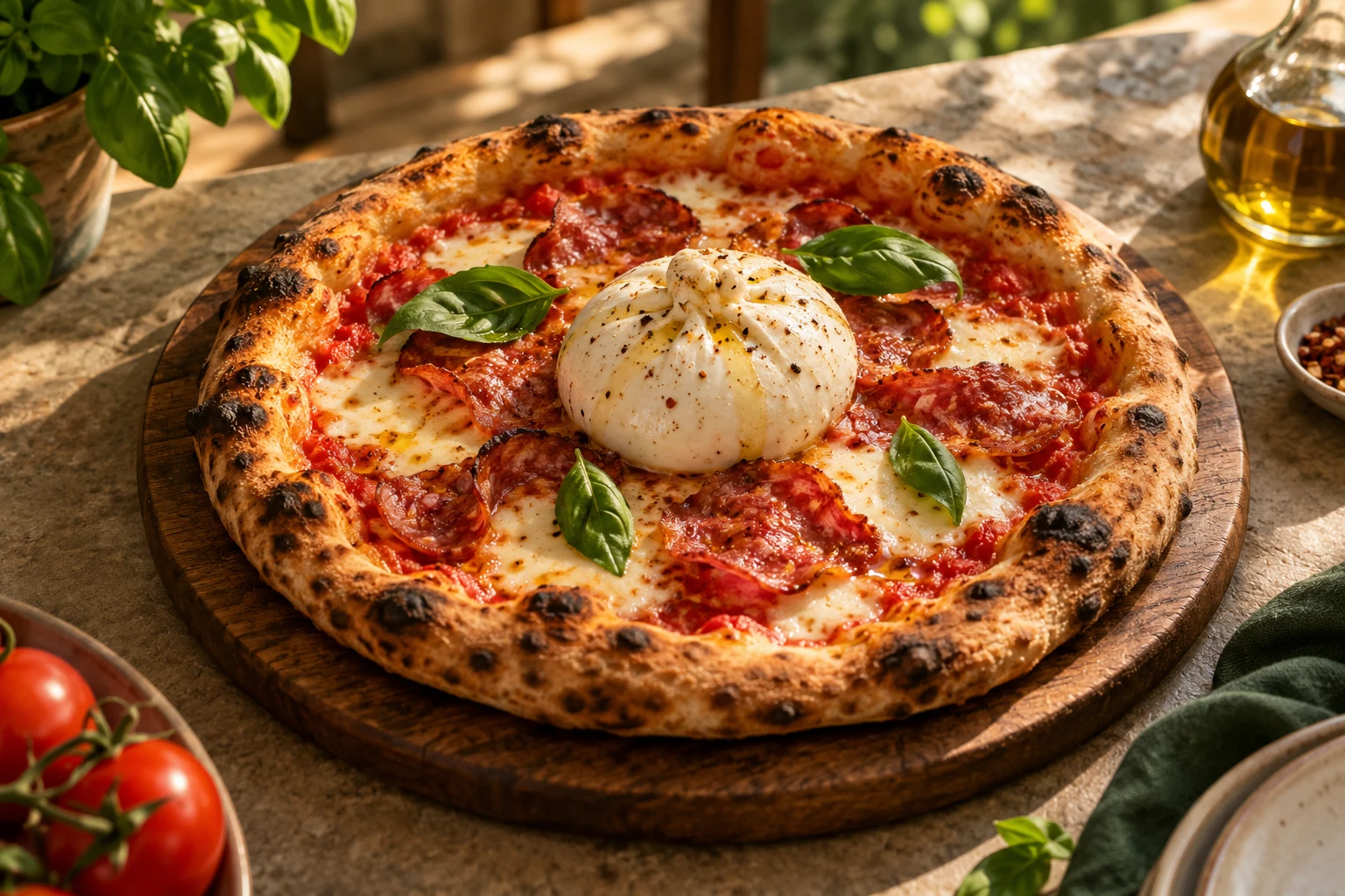 Pizza du mois à la burrata — visuel généré