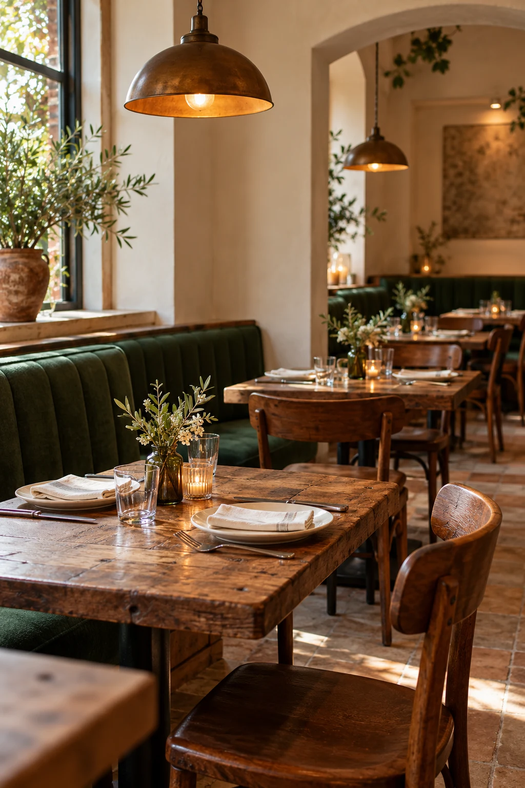 Salle chaleureuse d’une pizzeria fictive — visuel généré